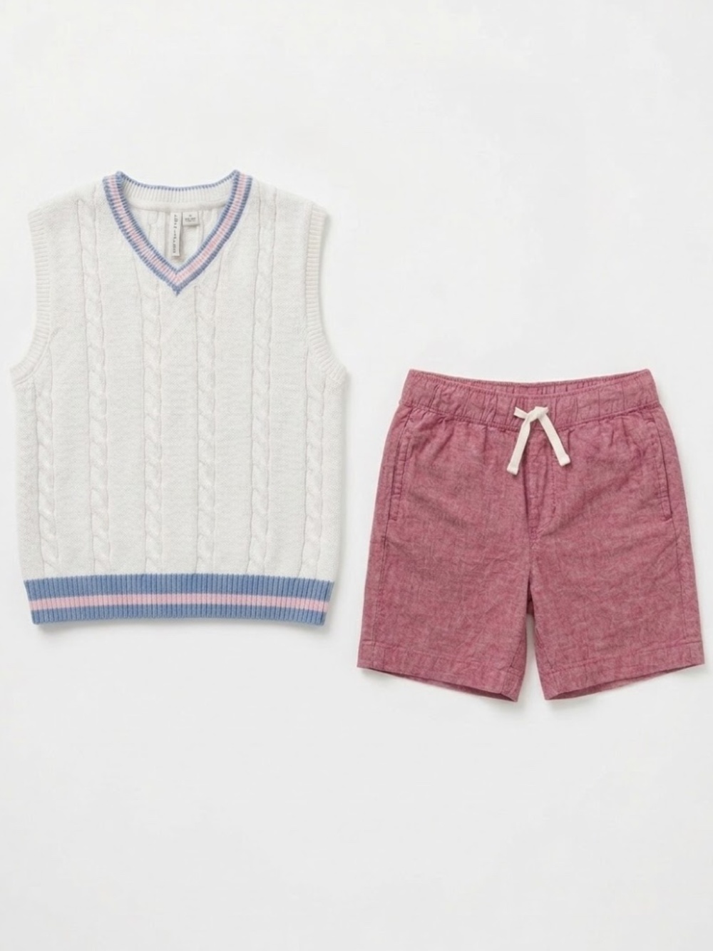 Janie and Jack Sweater Vest Boy Set (Vest Size 7 / Shorts Size 6)